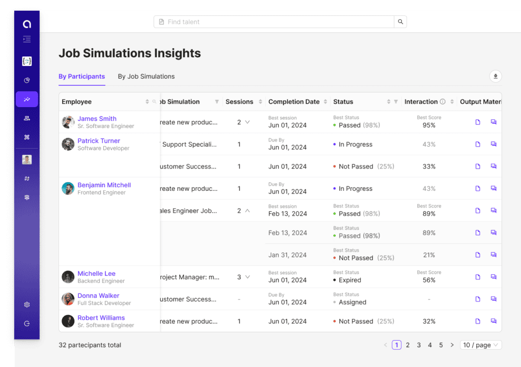 Using AI Job Simulations for skill-based hiring, automating the review of candidates for soft and hard skills. 