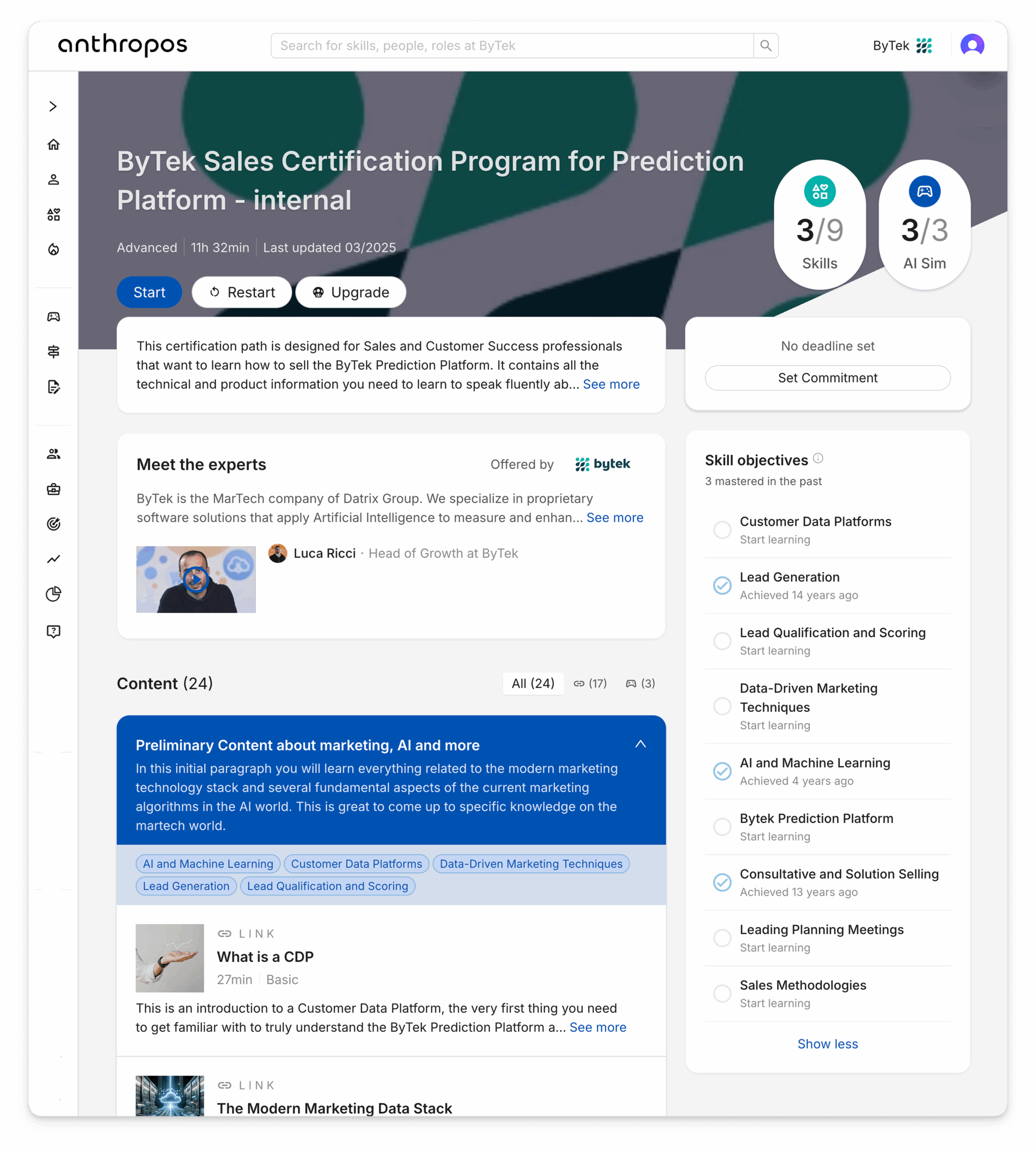 Bytek Sales Certification Skills verification