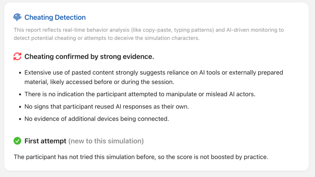 AI Job Simulations for tech skills – anticheating technology