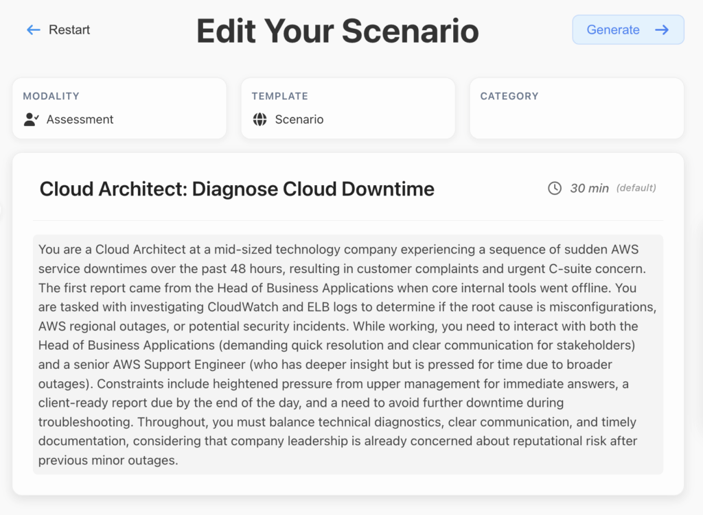 Example AI Simulations for Cloud Architect at Anthropos