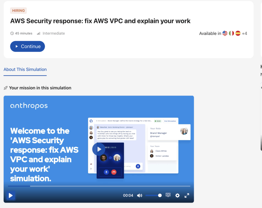 Example of AI Simulations by Anthropos for AWS and cloud vendors