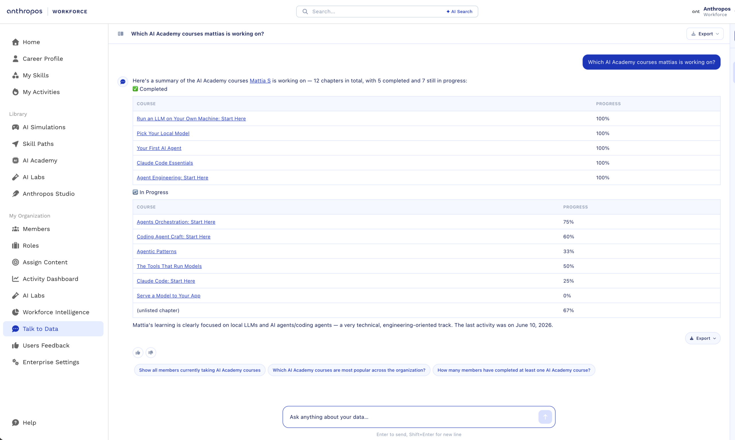 Workforce Copilot now surfaces AI Academy study progress