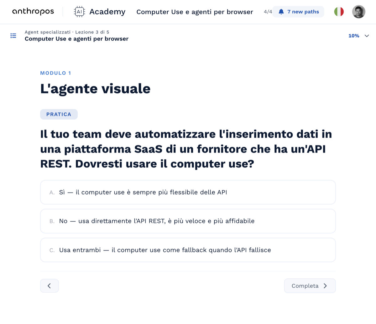 Una lezione pratica nella AI Academy