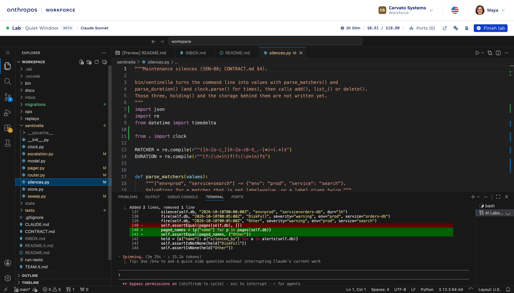 Anthropos AI Lab: a coding agent working in a secure sandbox
